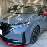 カーフィルム、ニッサン オーラ リヤ全面（3%）遮熱スモークフィルム施工