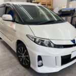 カーフィルム、トヨタ　エスティマ　リア全面（HCD-03G）遮熱スモークフィルム施工